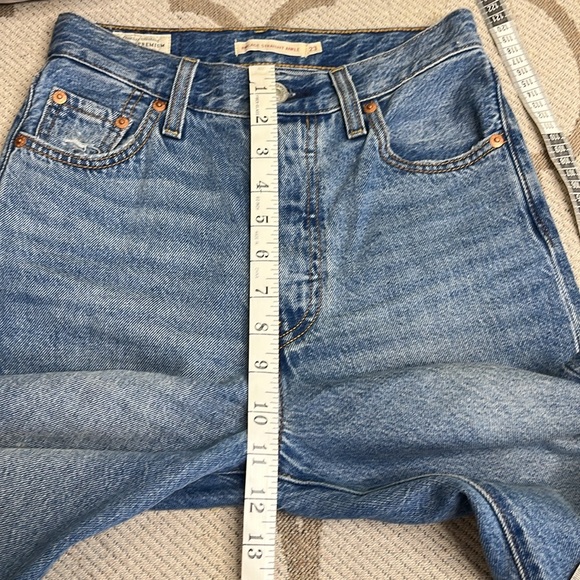 Levi's Ribcage distressed blue Straight Ankle Jeans capital E - Picture 14 of 17